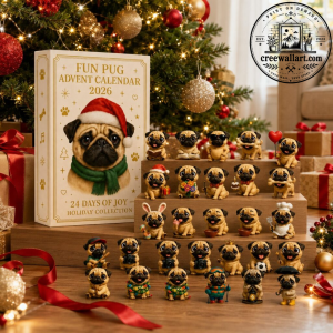 Pug Christmas Advent Calendar – Personalized Dog Lover Holiday Countdown Gift