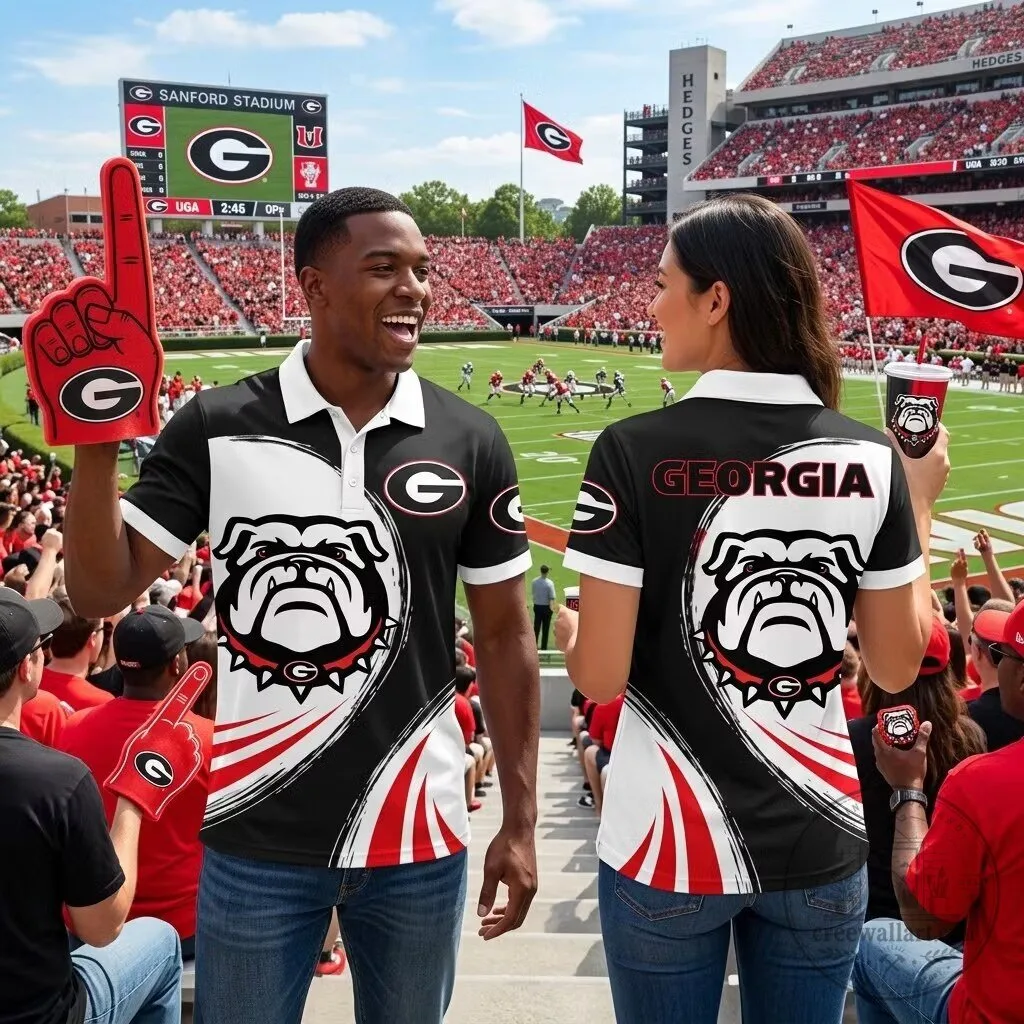 Georgia Bulldogs NCAA College Football Team Fan Polo Shirt