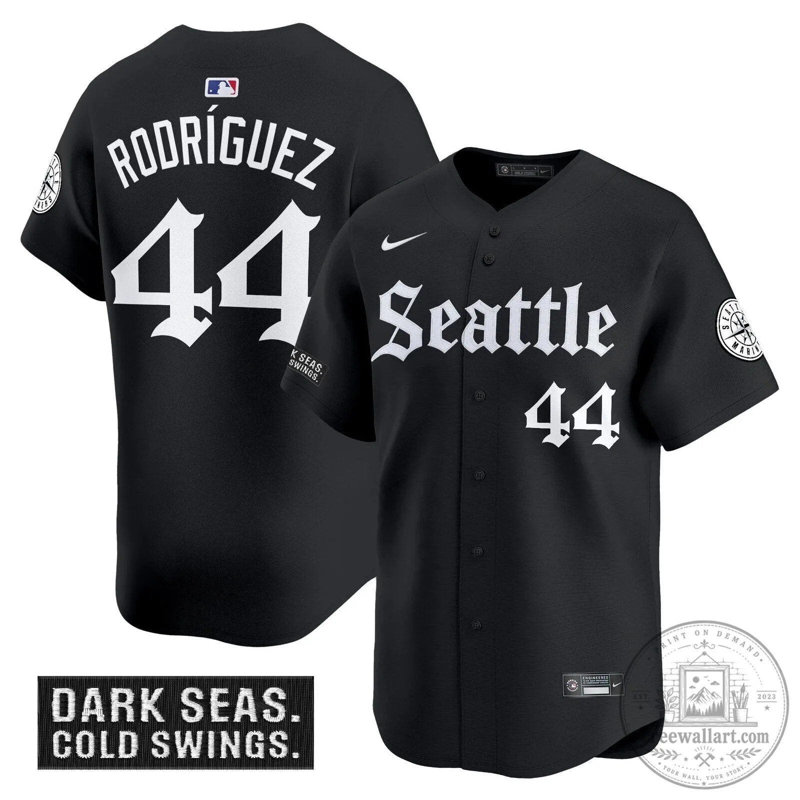 Seattle Mariners Julio Rodriguez Number 44 Black Baseball Jersey