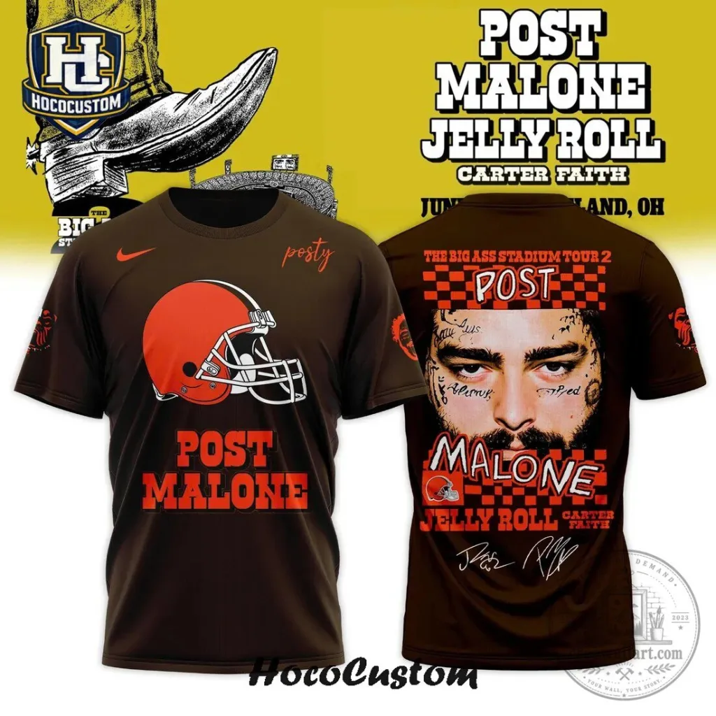 Jelly Roll Post Malone Cleveland Browns Football Fan T-Shirt