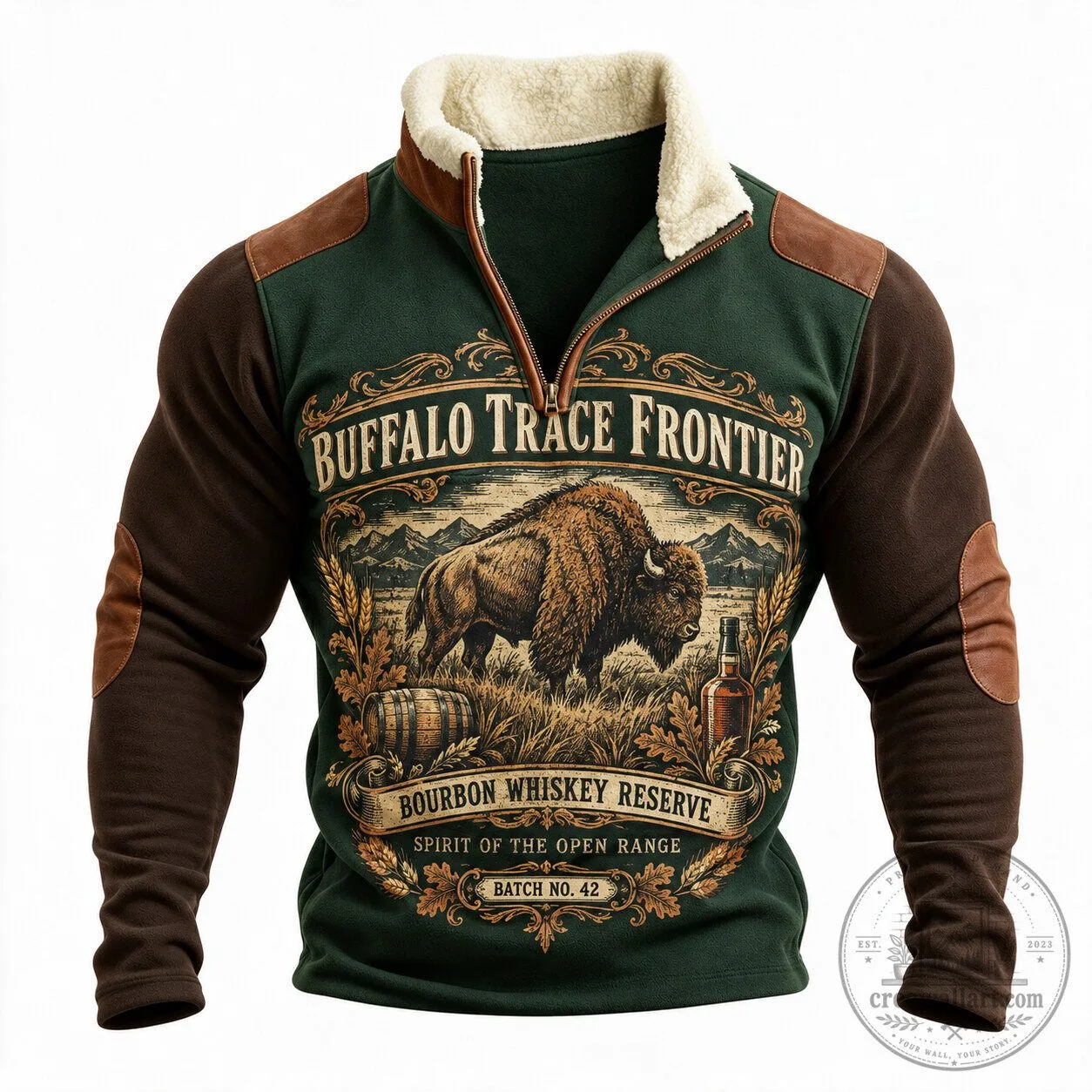 Buffalo Trace Frontier Bourbon Whiskey Reserve Half-Zip Sweatshirt