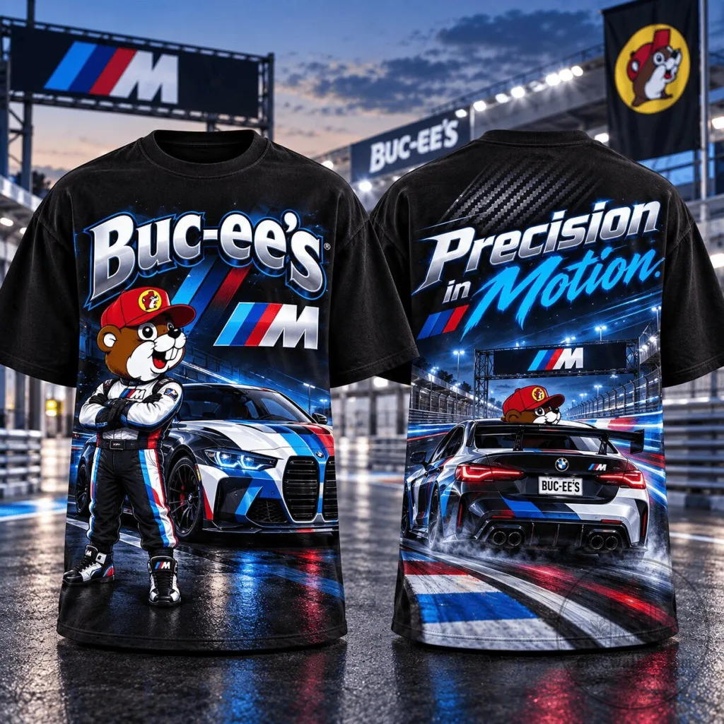 Buc-ee's BMW Precision In Motion Graphic Black T-Shirt for Car Enthusiasts Buc-ee's BMW Precision In Motion Graphic Black T-Shirt for Car Enthusiasts