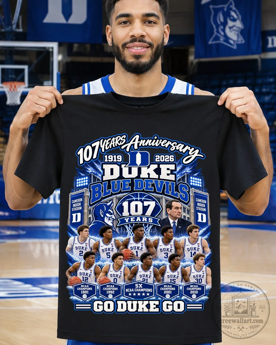 Duke Blue Devils 107 Years Anniversary Basketball Team Black T-Shirt