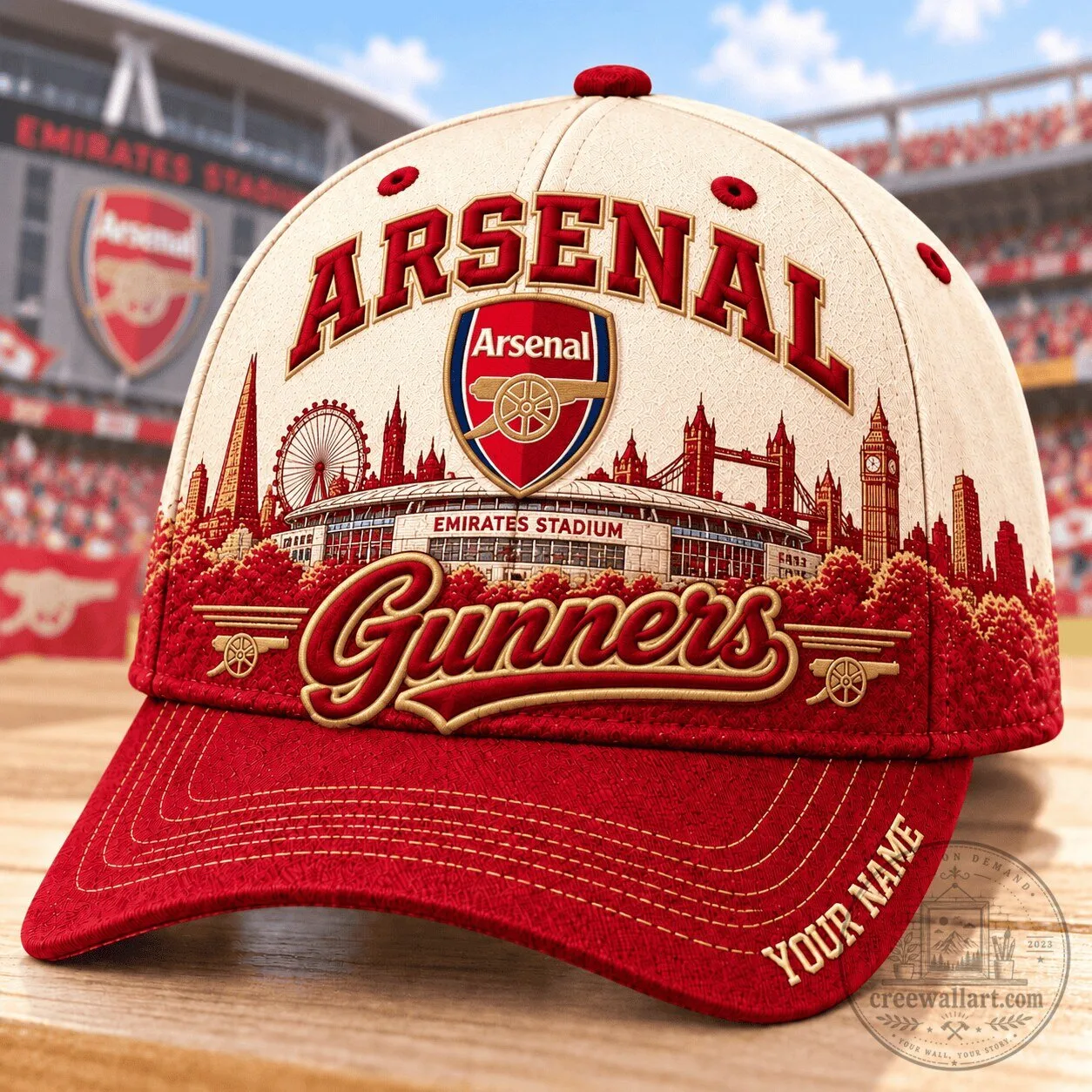 Arsenal Football Club Emirates Stadium Gunners Custom Name Baseball Cap Hat
