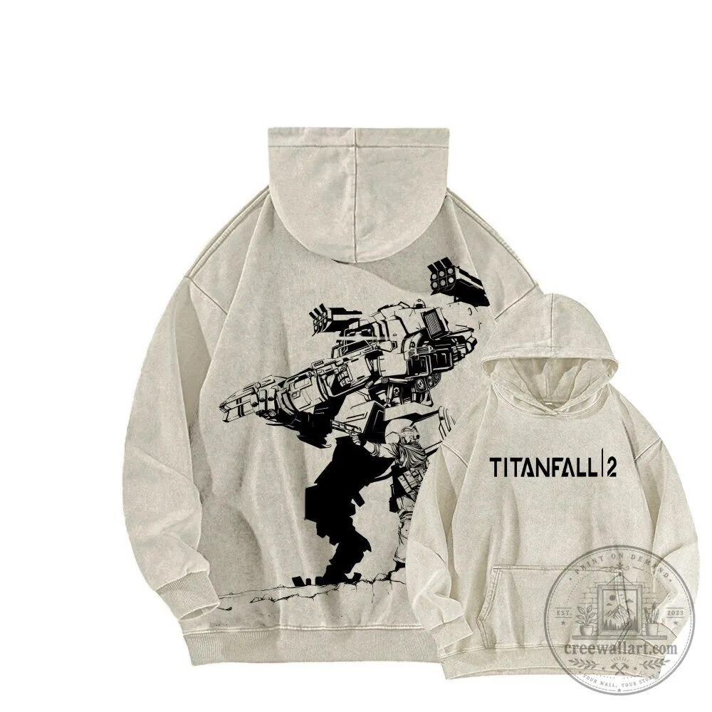 Titanfall 2 Video Game Robot Mech Design Washed Hoodie