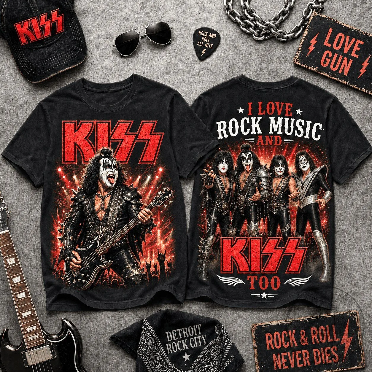 KISS Band Rock Music Shirt, Rock and Roll All Nite Concert T-Shirt
