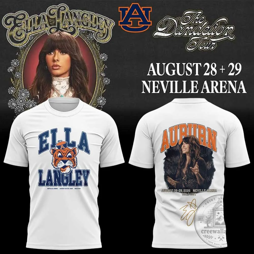Ella Langley 2026 Concert Tour T-Shirt - Auburn Tigers Dandelion Design