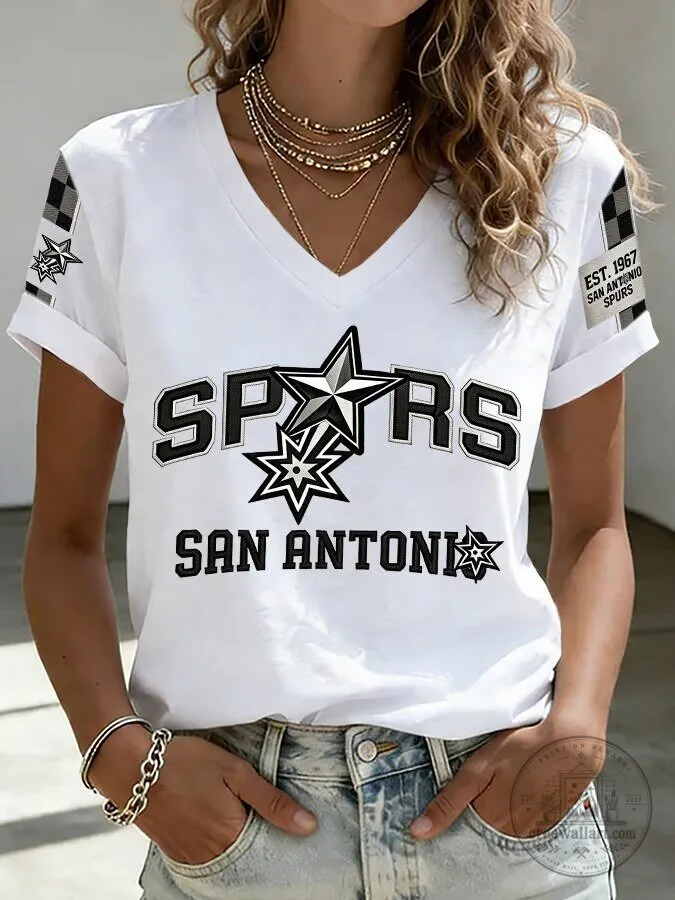 San Antonio Spurs Basketball Fan V-Neck T-Shirt for Women