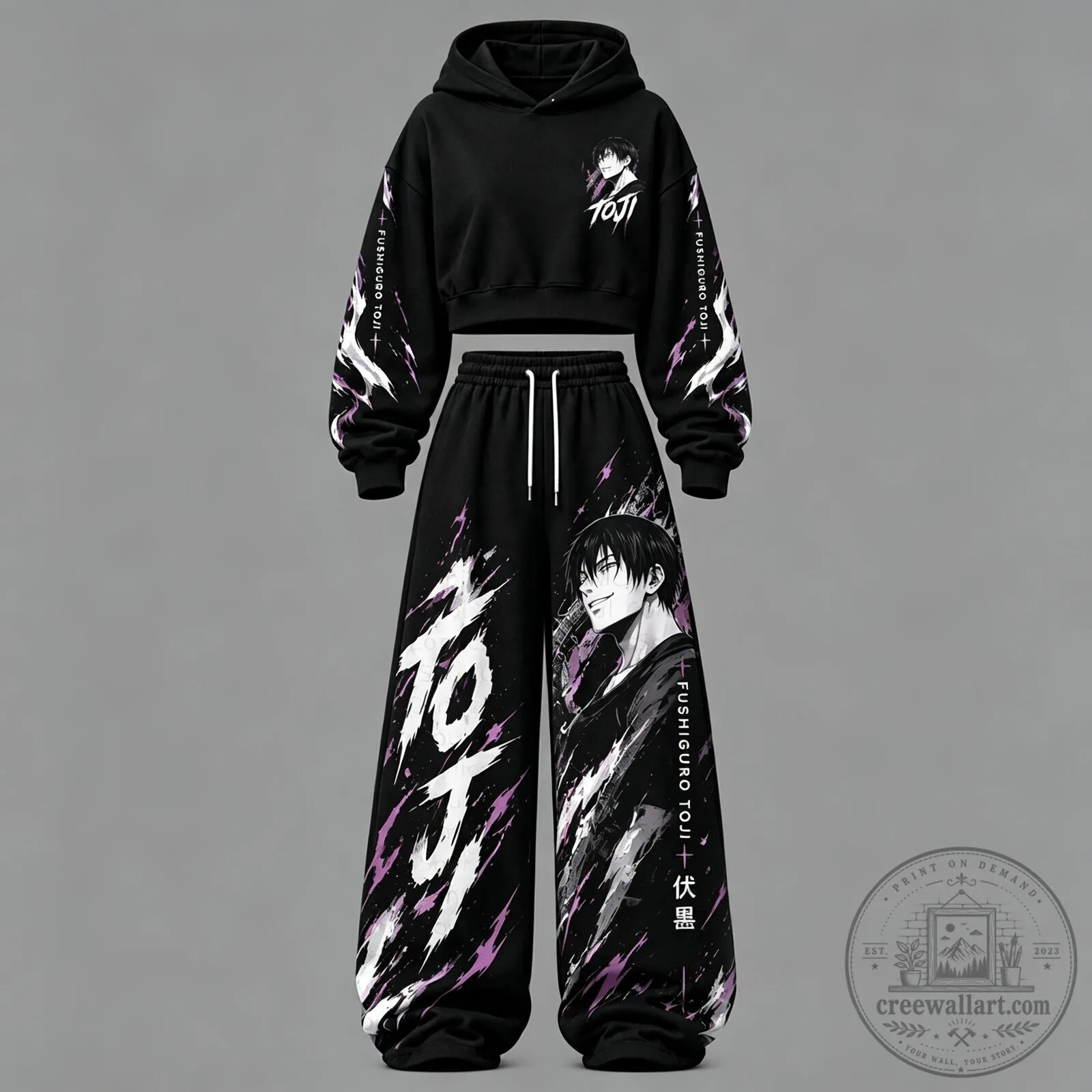 Jujutsu Kaisen Toji Fushiguro Anime Cropped Hoodie and Jogger Pants Set