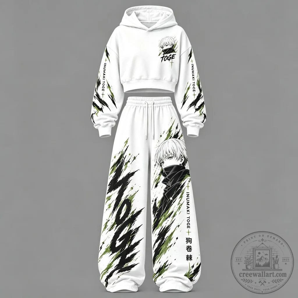 Jujutsu Kaisen Toge Inumaki Anime Cropped Hoodie and Jogger Pants Set Jujutsu Kaisen Toge Inumaki Anime Cropped Hoodie and Jogger Pants Set