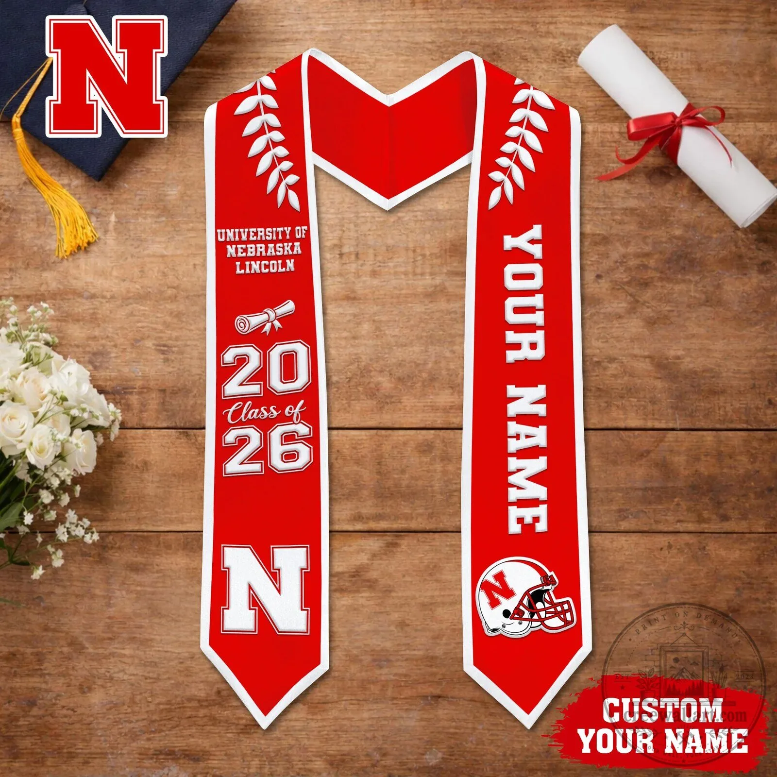 Nebraska Cornhuskers University of Nebraska Lincoln Class of 2026 Graduation Stole