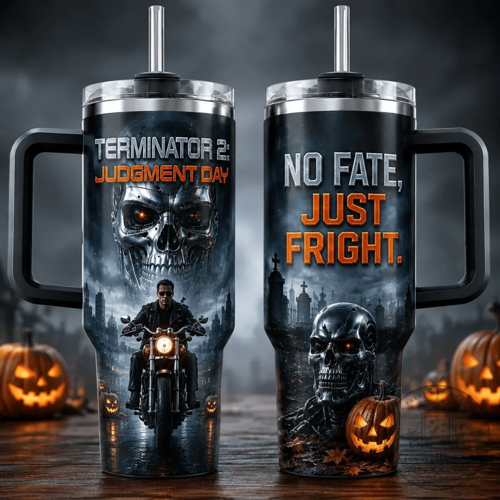 Halloween Tumbler - No Fate Just Fright from Terminator 2 Judgment Day Halloween Tumbler - No Fate Just Fright from Terminator 2: Judgment Day