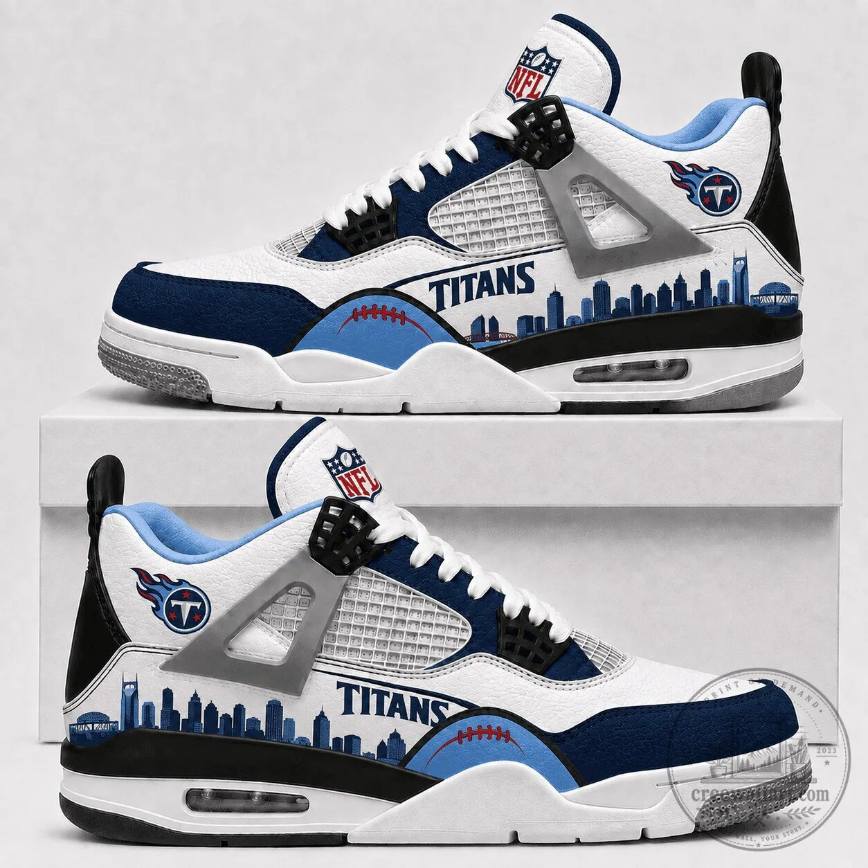Custom Skyline Shoes featuring Tennessee Titans NFL Design