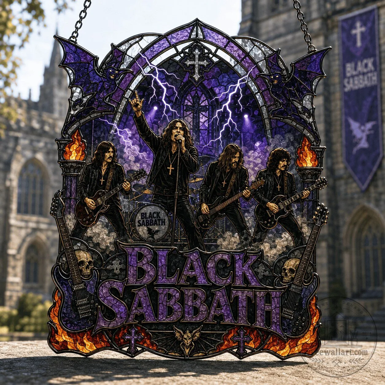 Black Sabbath Heavy Metal Band Stained Glass Window Panel Suncatcher Decor