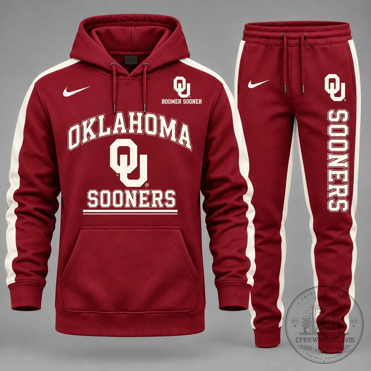 Oklahoma Sooners Boomer Sooner NCAA Football Team Hoodie and Sweatpants Set