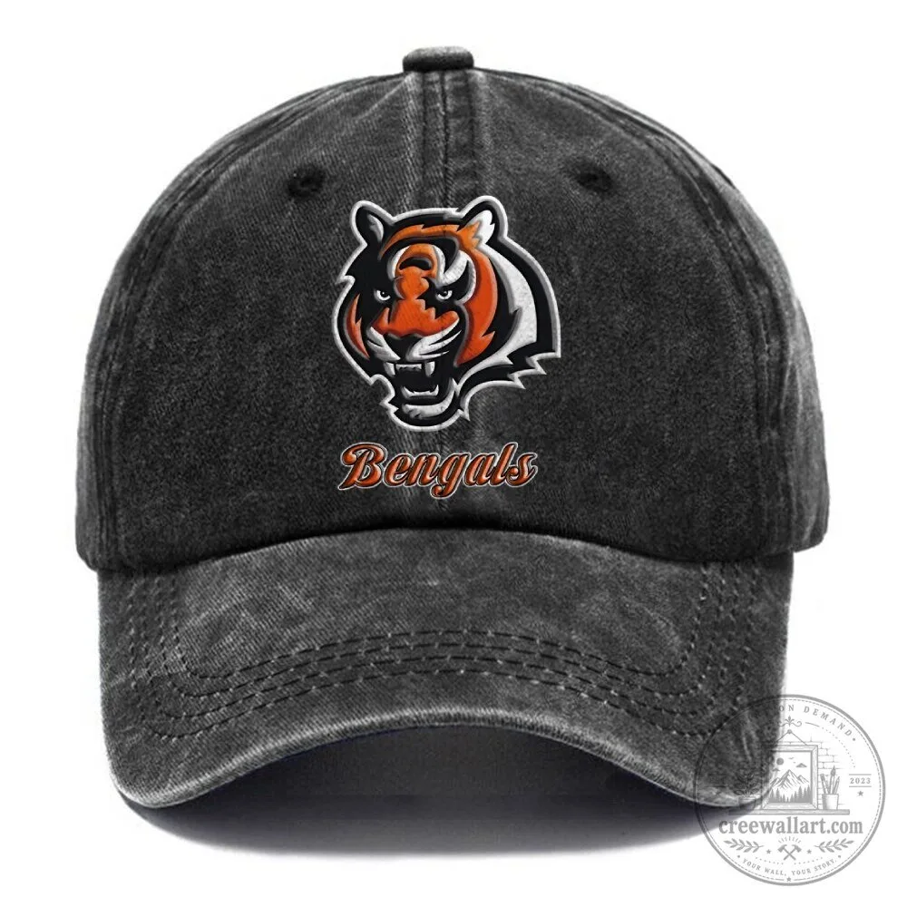 Cincinnati Bengals Vintage Washed Distressed Adjustable Baseball Cap Hat