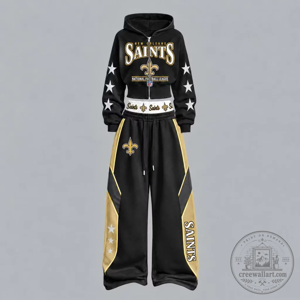 New Orleans Saints National Football League Cropped Hoodie and Pants Set New Orleans Saints National Football League Cropped Hoodie and Pants Set