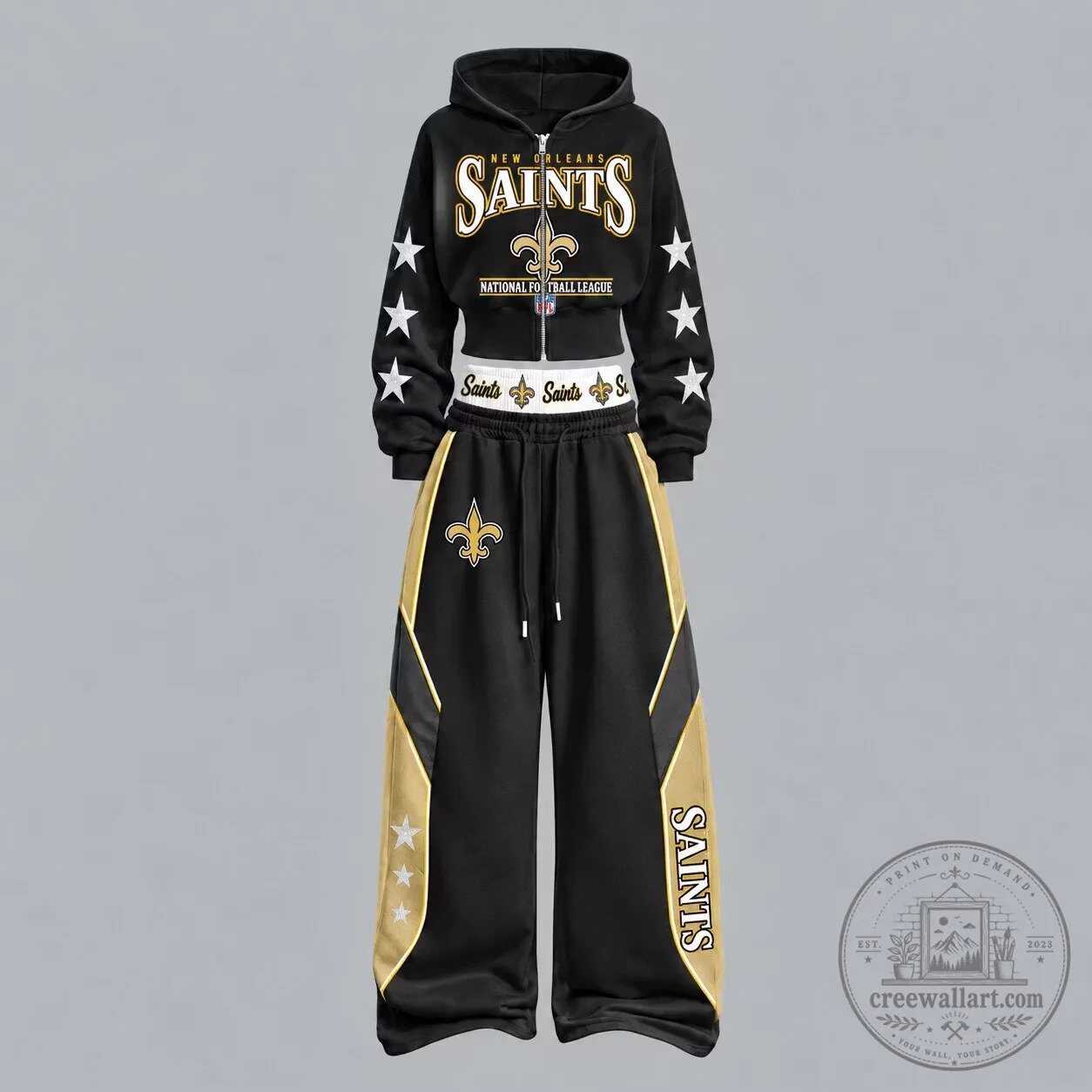 New Orleans Saints National Football League Cropped Hoodie and Pants Set