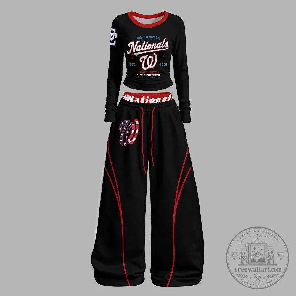 Women's Long-Sleeve Shirt and Pants Set featuring Washington Nationals Baseball Team Logo