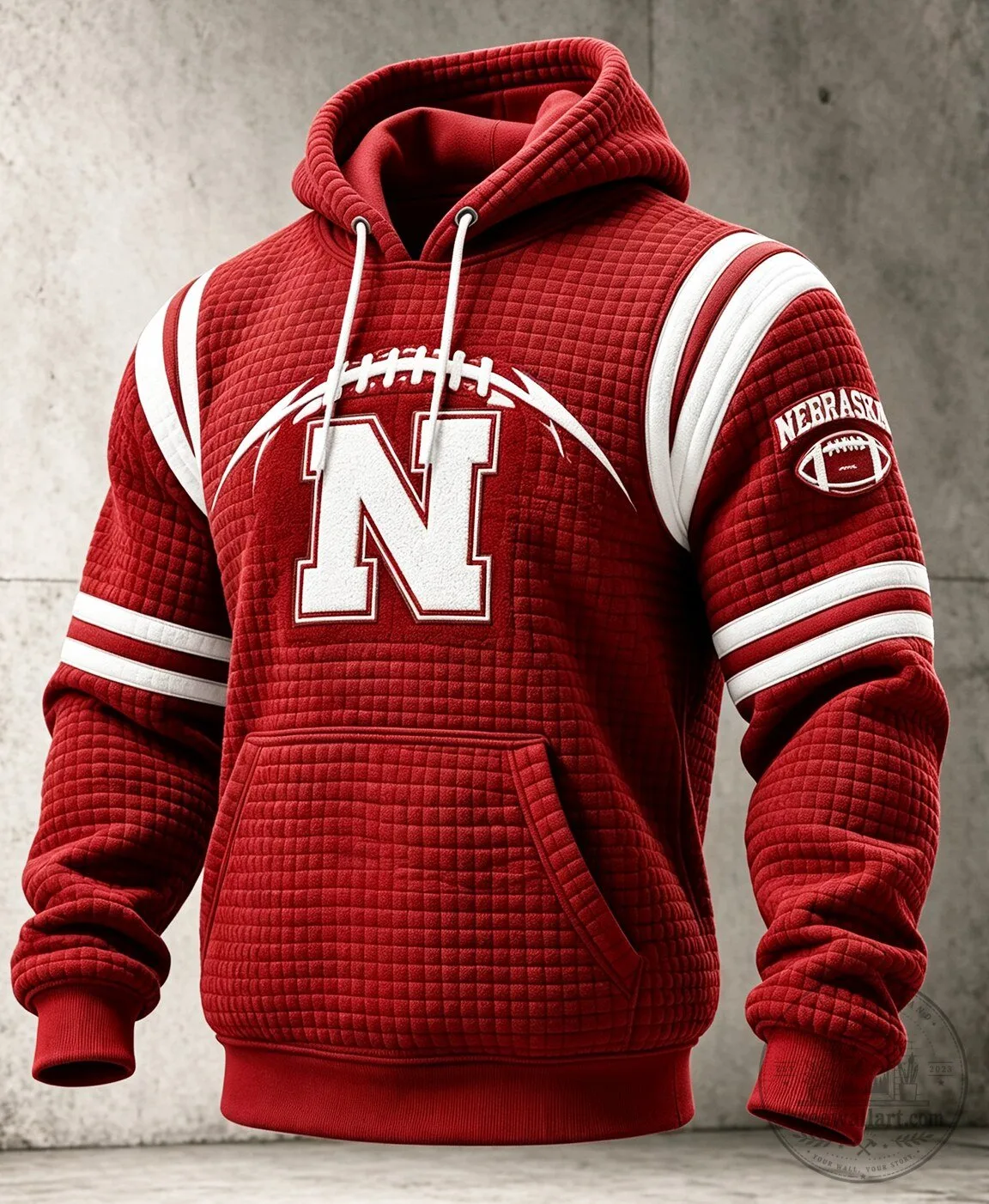 Nebraska Cornhuskers Football Team Red Quilted Pullover Hoodie