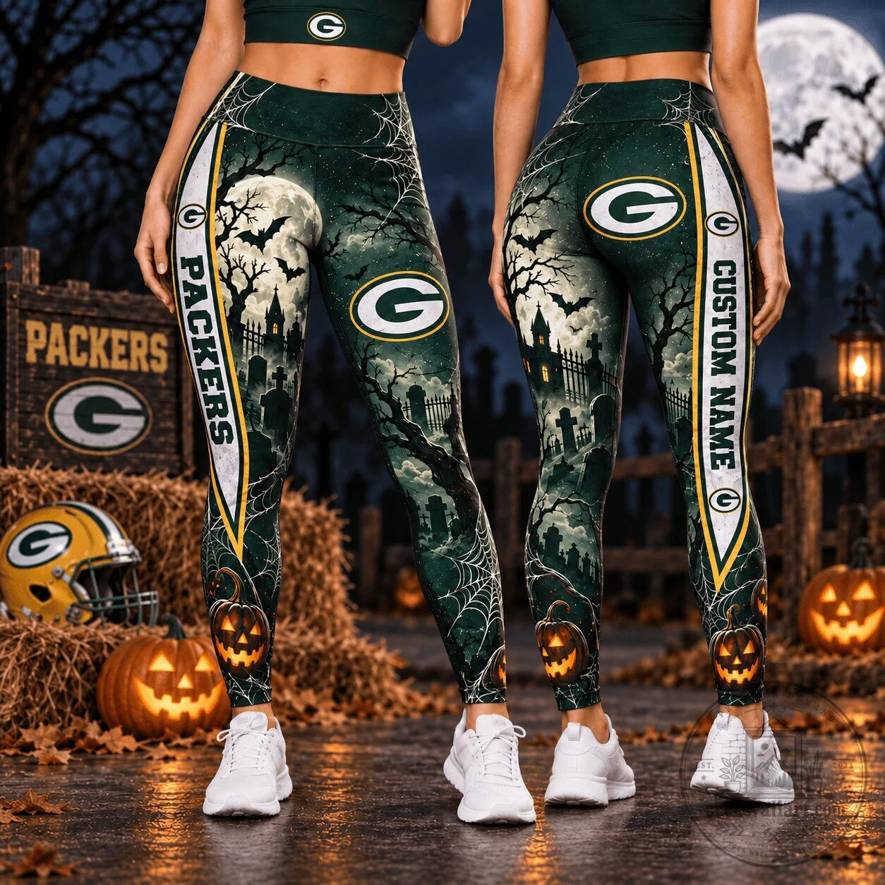 Green Bay Packers Halloween Haunted Game Day Leggings