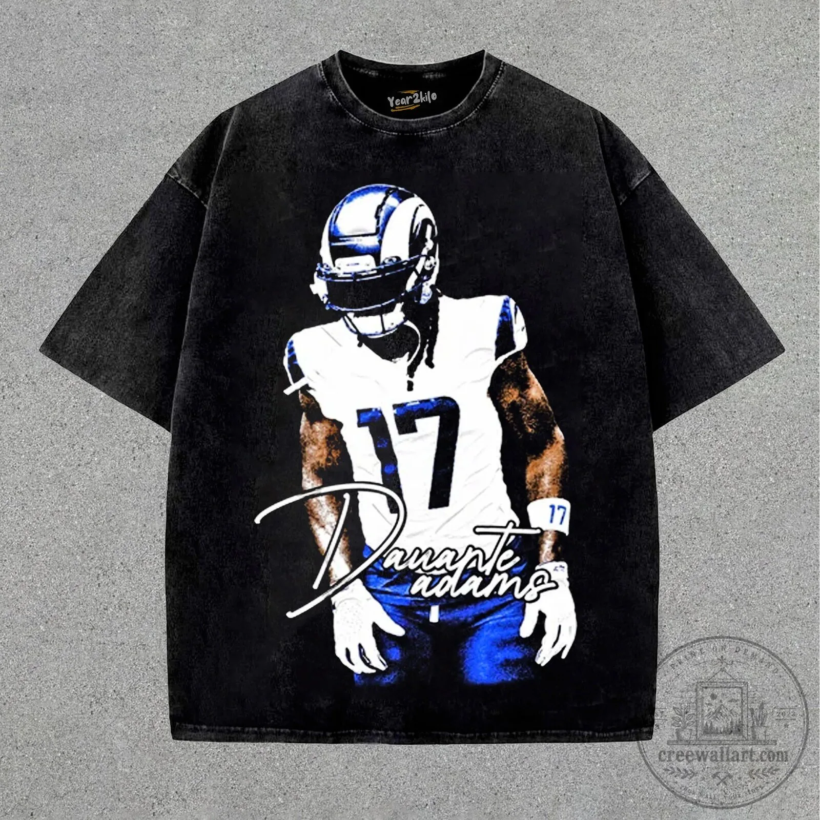 Davante Adams Football Player Graphic Washed Black T-Shirt