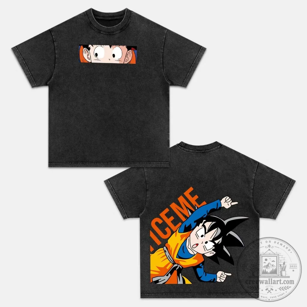 Dragon Ball Z Son Goku Anime Inspired Vintage Washed Black T-Shirt Dragon Ball Z Son Goku Anime Inspired Vintage Washed Black T-Shirt