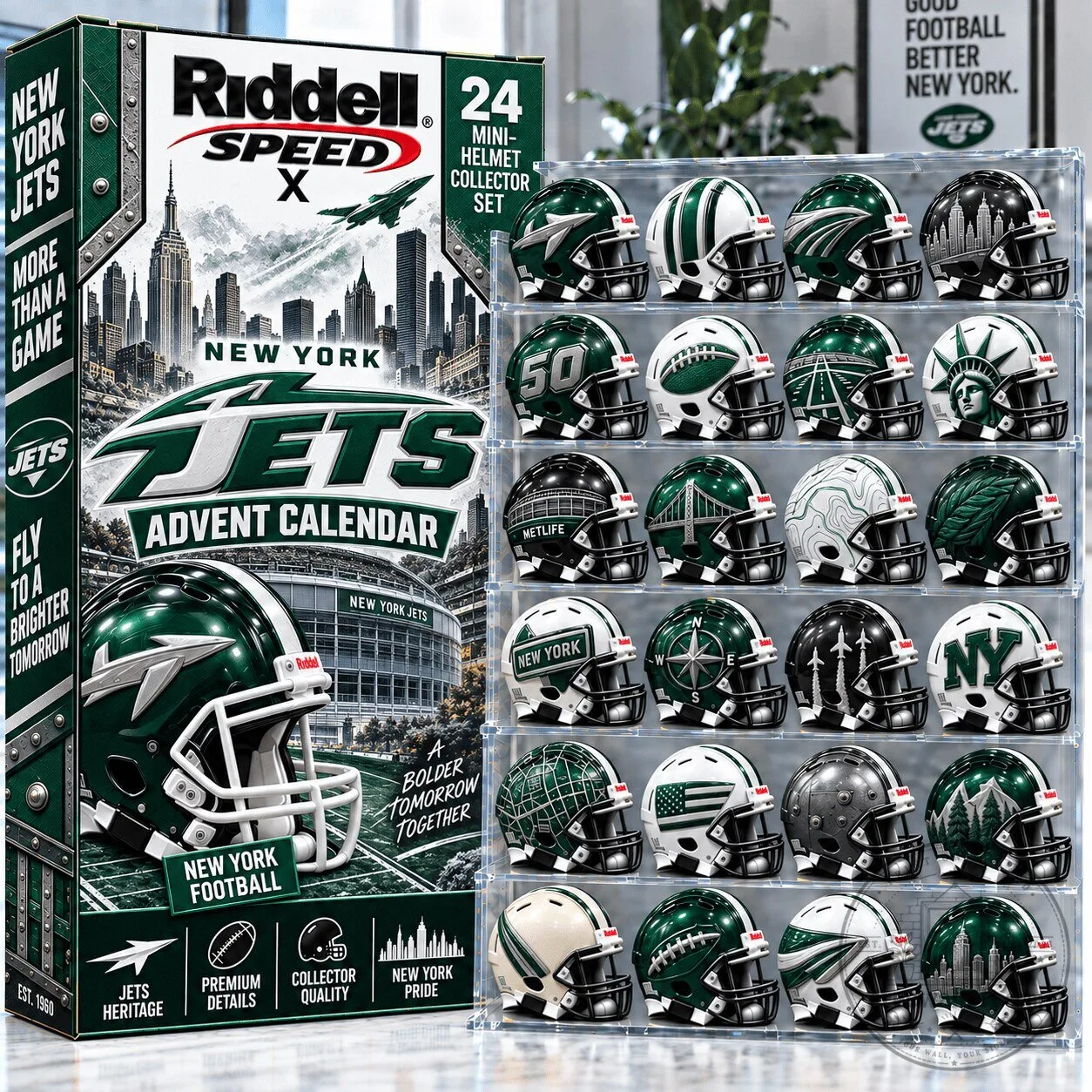 New York Jets Riddell Mini Helmet Collector Set Advent Calendar