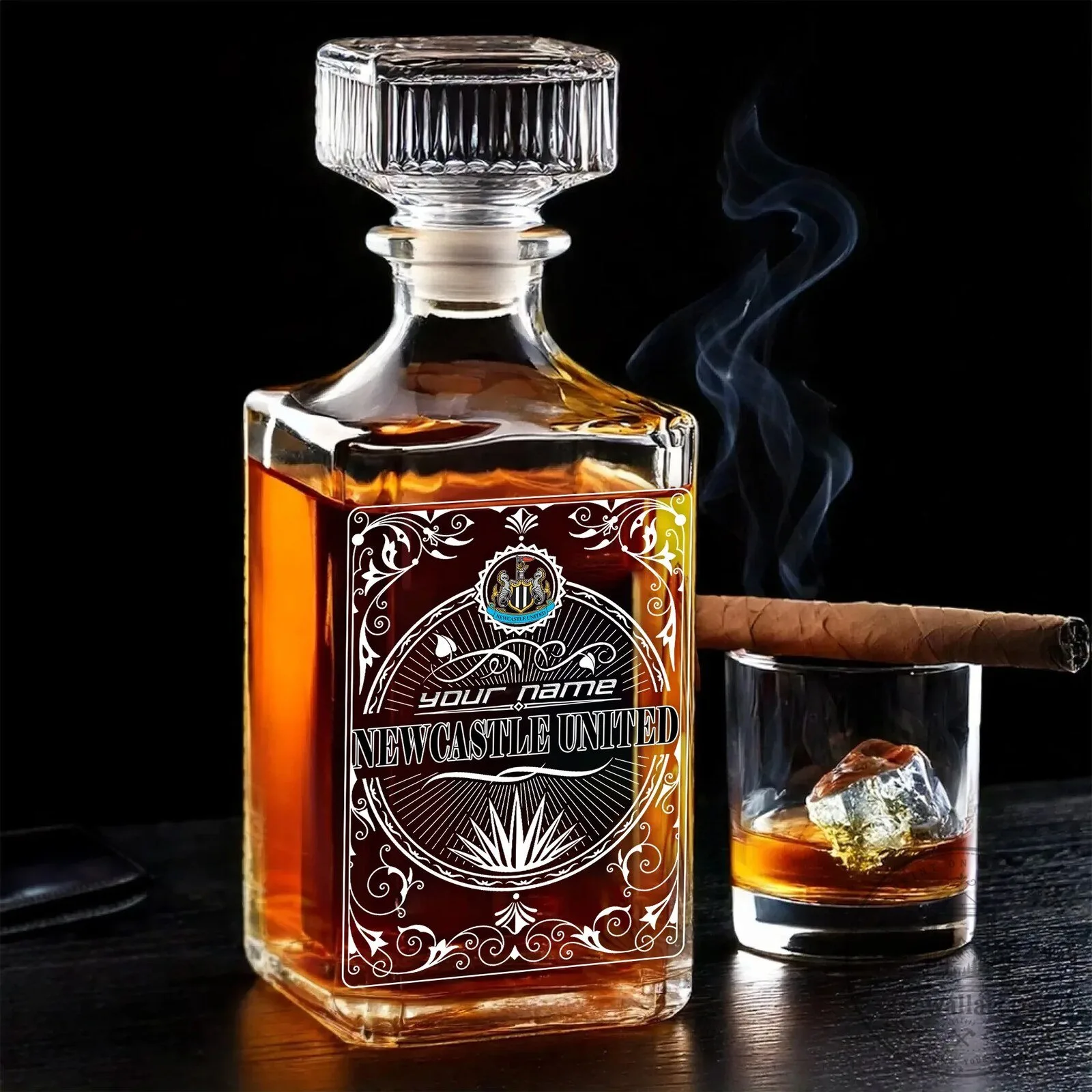 Newcastle United Football Club Personalized Whiskey Decanter with Custom Name