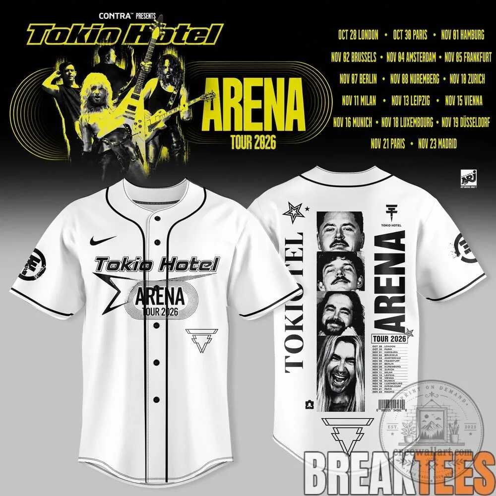 Tokio Hotel Arena Tour 2026 Concert Dates White Baseball Jersey