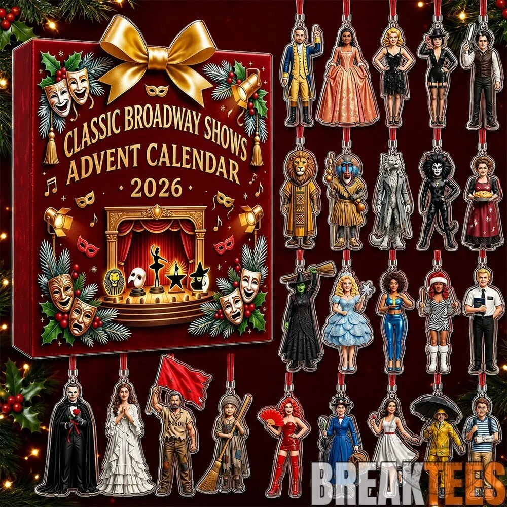 Classic Broadway Shows Advent Calendar 2026 with Broadway Character Ornaments