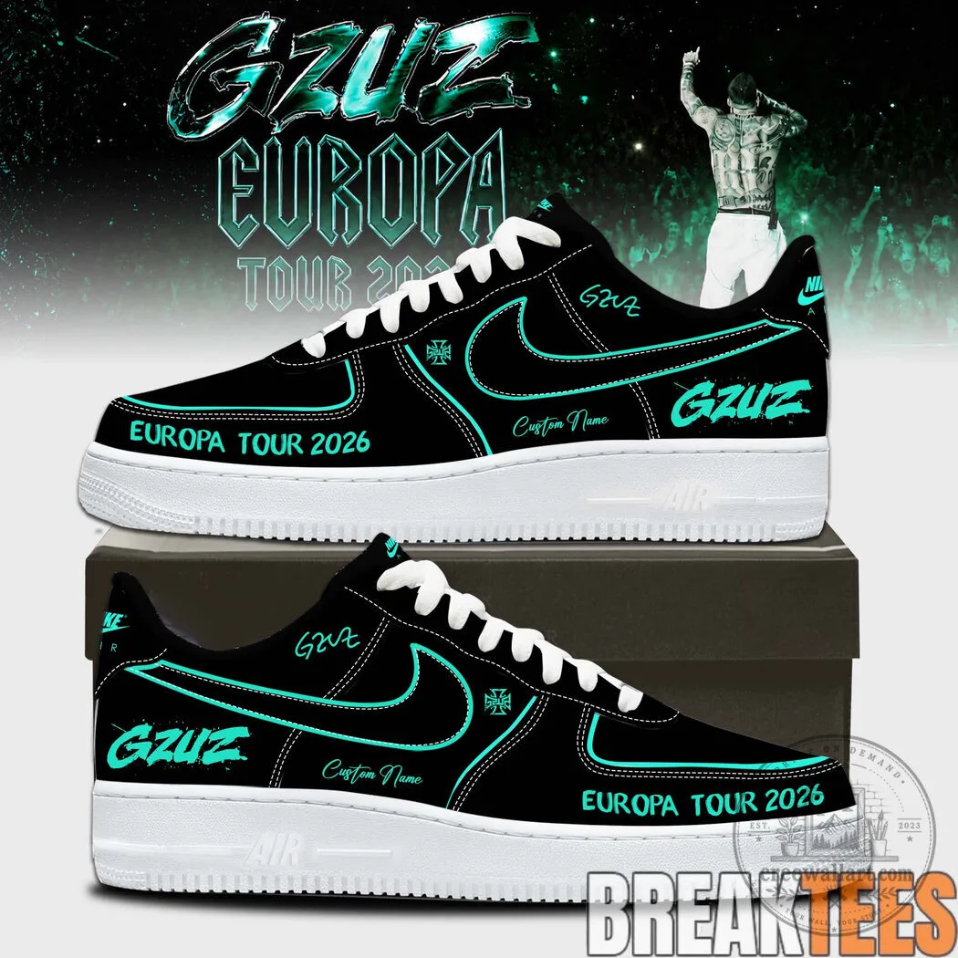 Gzuz Europa Tour 2026 Signature Custom Black and Teal Sneakers