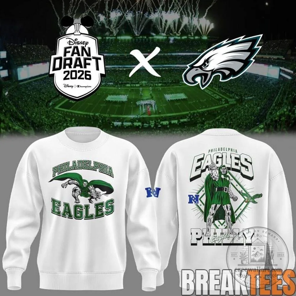 Philadelphia Eagles Doctor Doom Disney Fan Draft 2026 White Sweatshirt