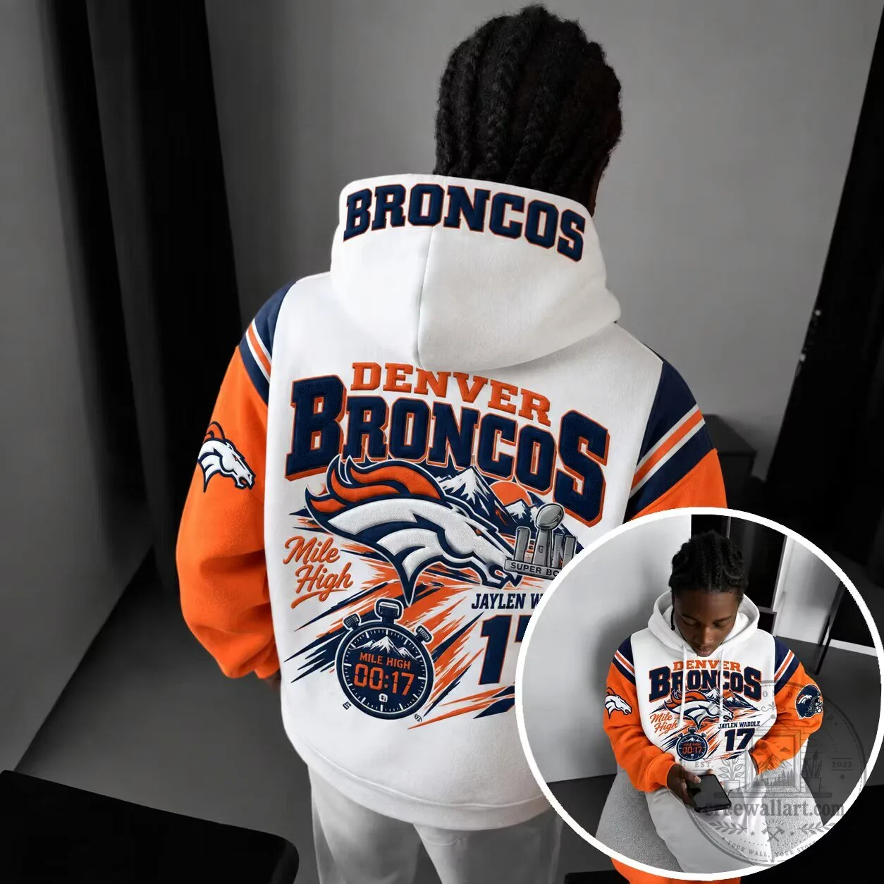 Denver Broncos Mile High Football Team Fan Art Hoodie