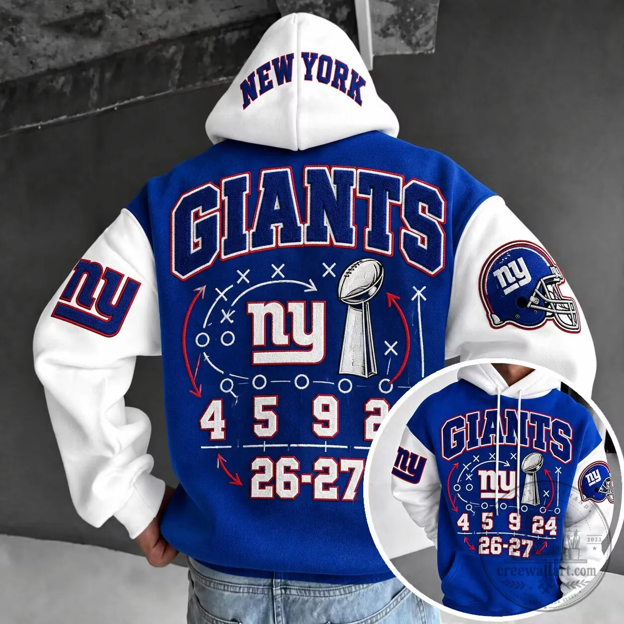 Hoodie in Blue and White Celebrating New York Giants Super Bowl Victory 1 Hoodie in Blue and White Celebrating New York Giants Super Bowl Victory