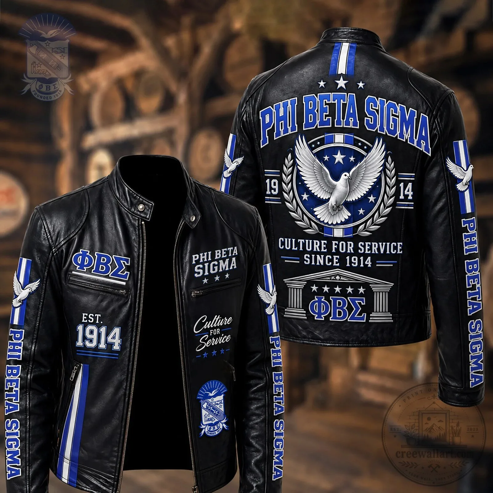 Phi Beta Sigma Fraternity Black Leather Jacket