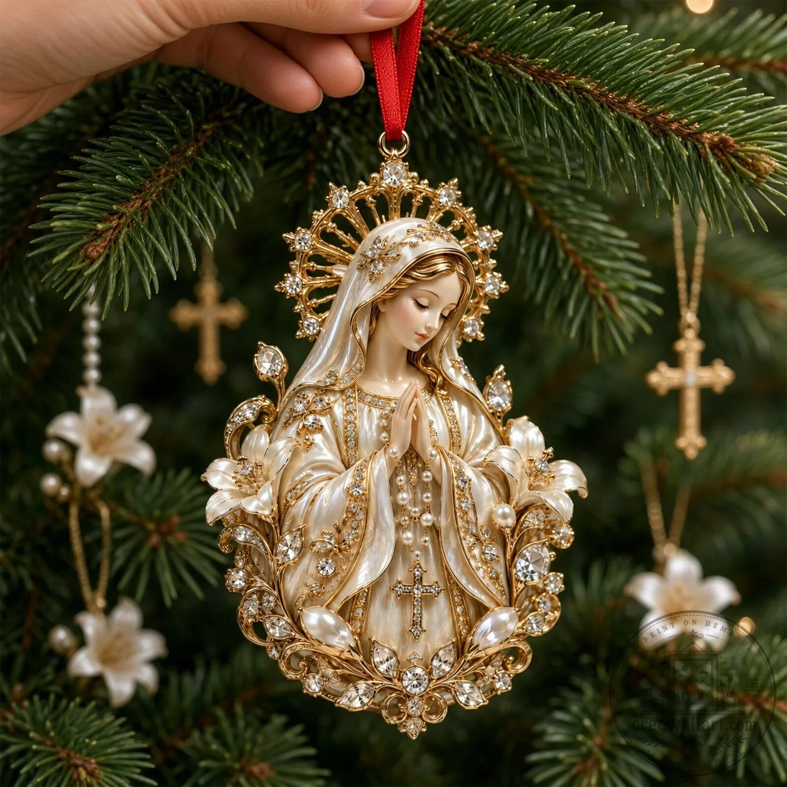 Virgin Mary Christmas Ornament, Religious Christian Holiday Tree Decoration 5 Virgin Mary Christmas Ornament, Religious Christian Holiday Tree Decoration