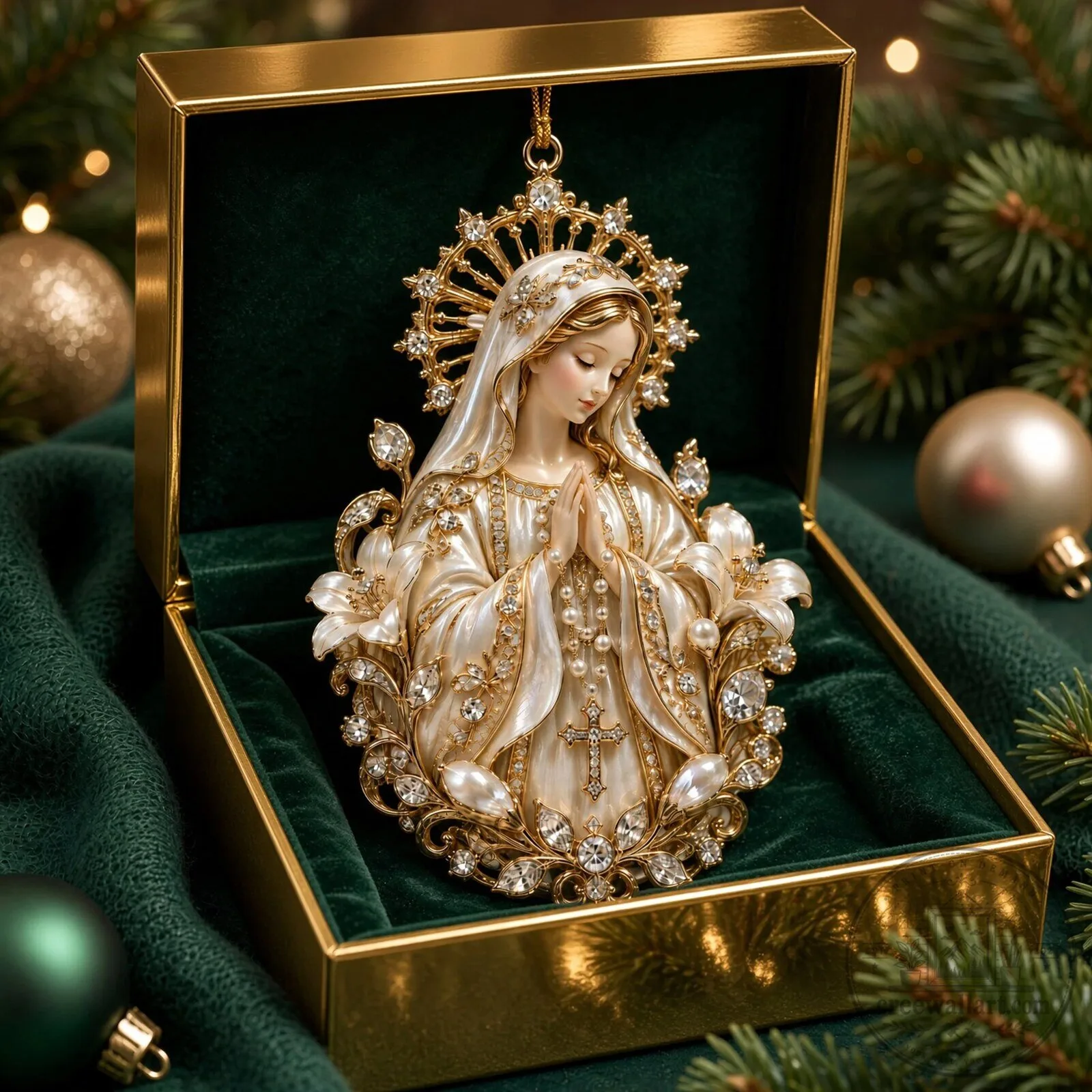 Virgin Mary Christmas Ornament, Religious Christian Holiday Tree Decoration 6 Virgin Mary Christmas Ornament, Religious Christian Holiday Tree Decoration