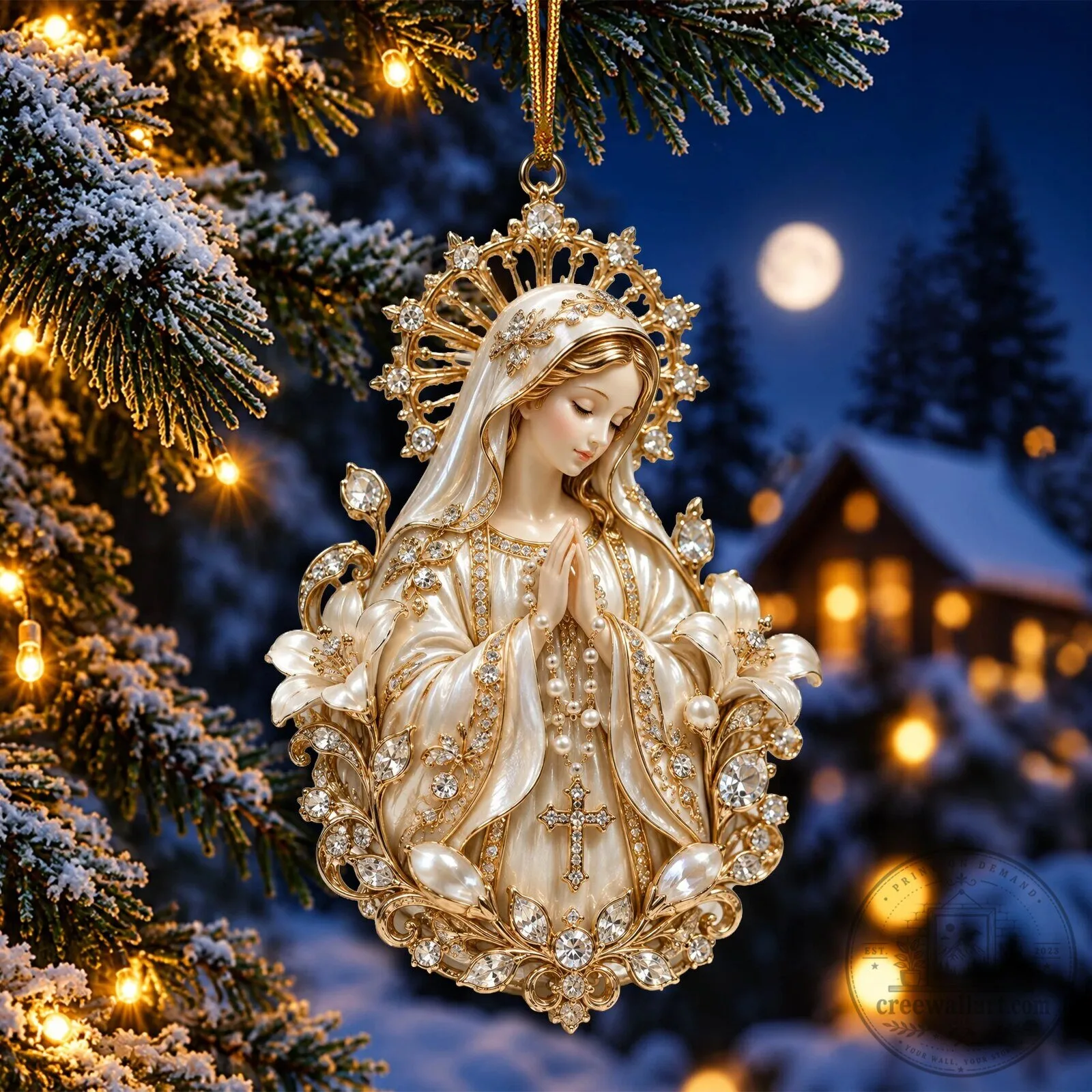 Virgin Mary Christmas Ornament, Religious Christian Holiday Tree Decoration 7 Virgin Mary Christmas Ornament, Religious Christian Holiday Tree Decoration