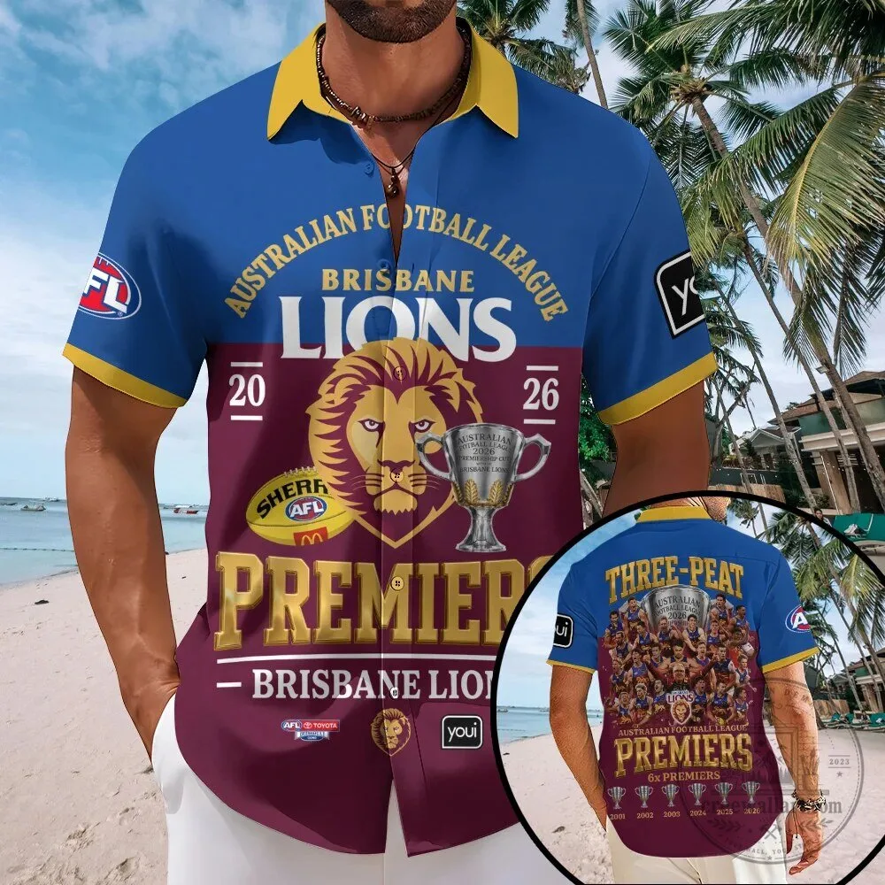 Brisbane Lions Australian Football League Premier Hawaiian Shirt