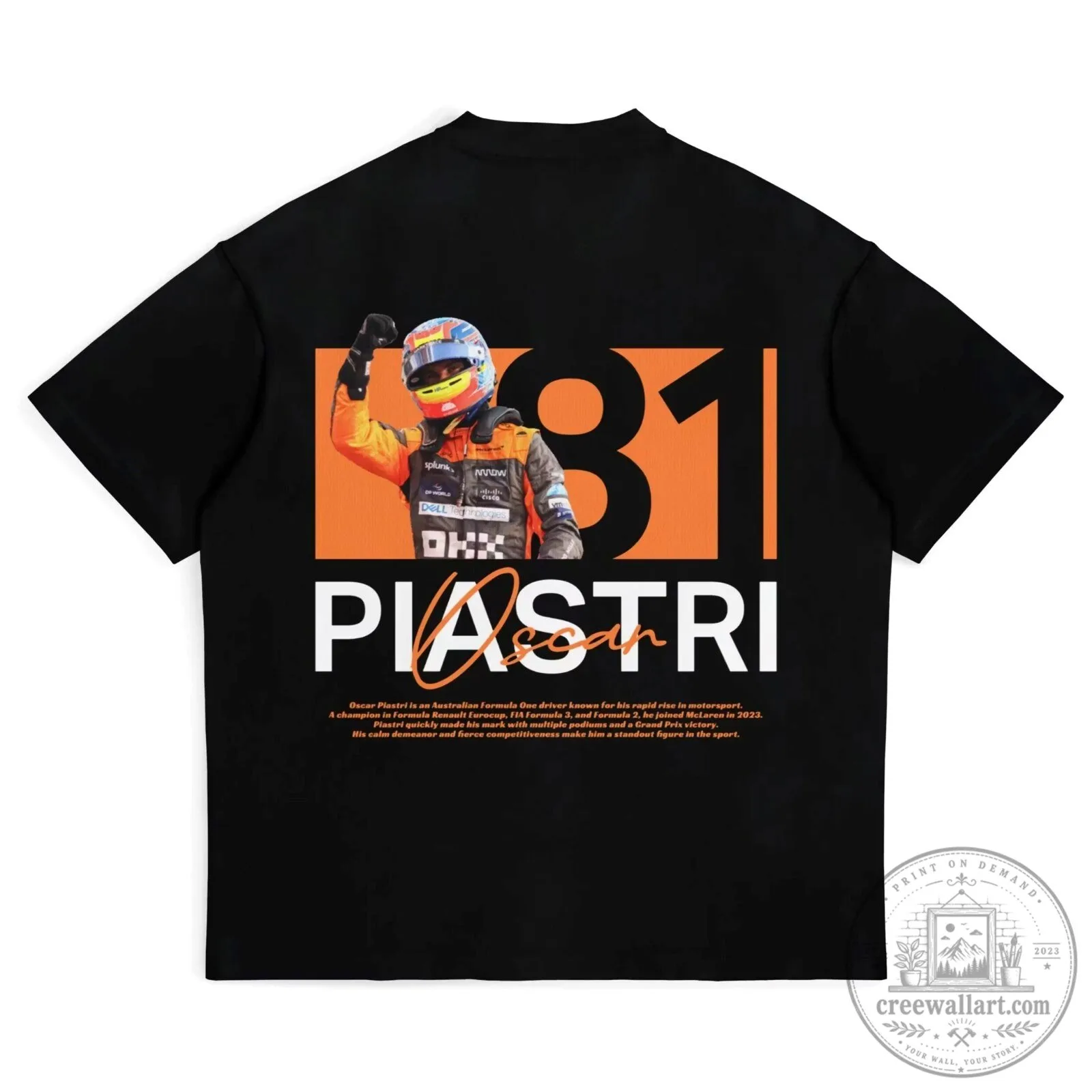 Oscar Piastri Formula One Racing Champion Black T-Shirt
