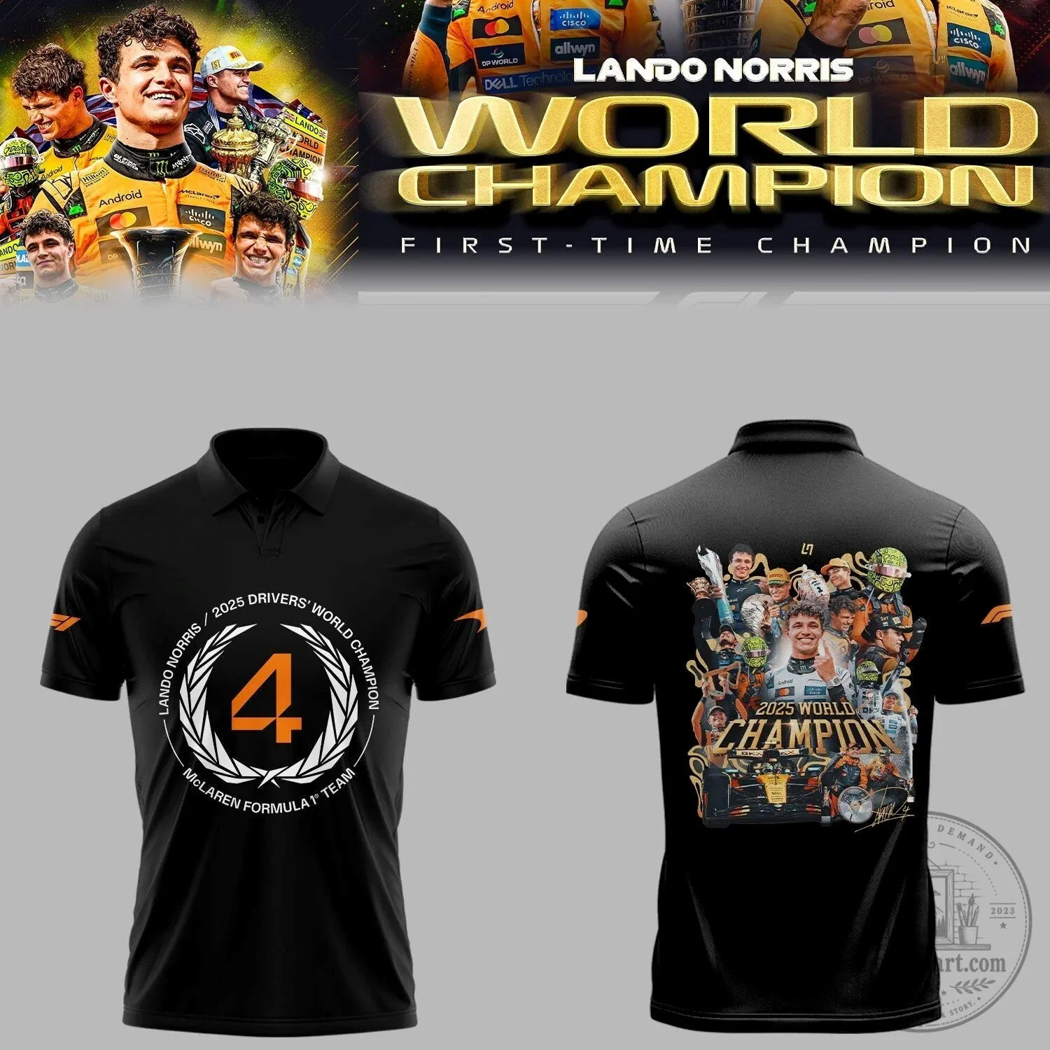 Lando Norris 2025 World Champion McLaren Formula 1 Team Polo Shirt