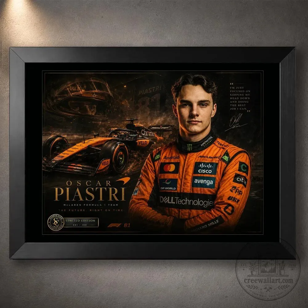 Oscar Piastri McLaren Formula 1 Team Racing Wall Art Poster