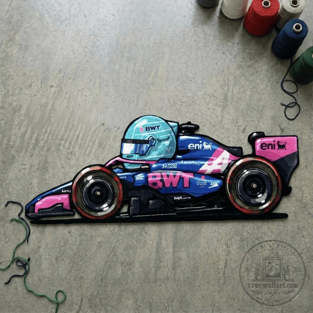Franco Colapinto Alpine Formula One Racing Car Tufted Rug