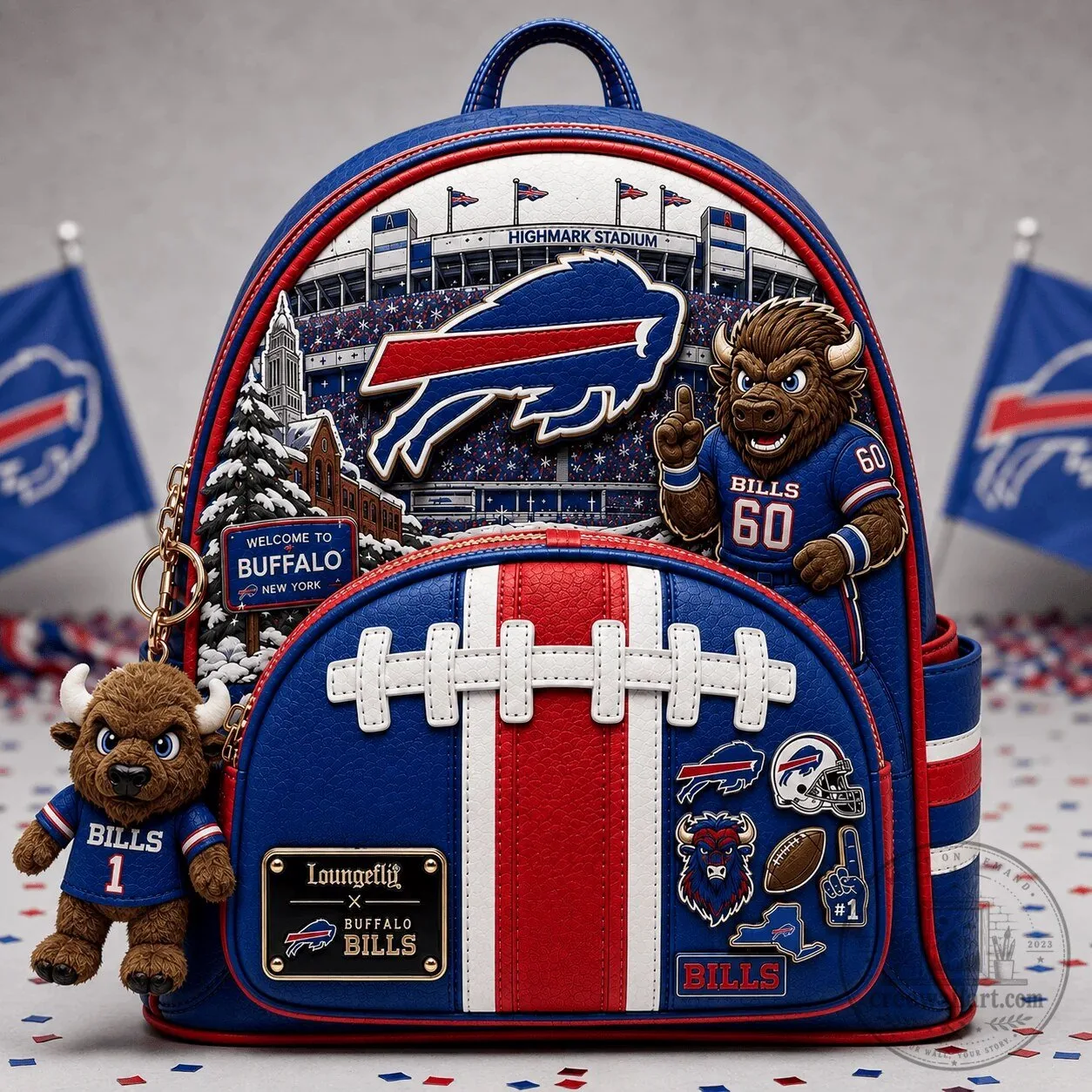 Mini Backpack of Football Mascot for Buffalo Bills at Highmark Stadium