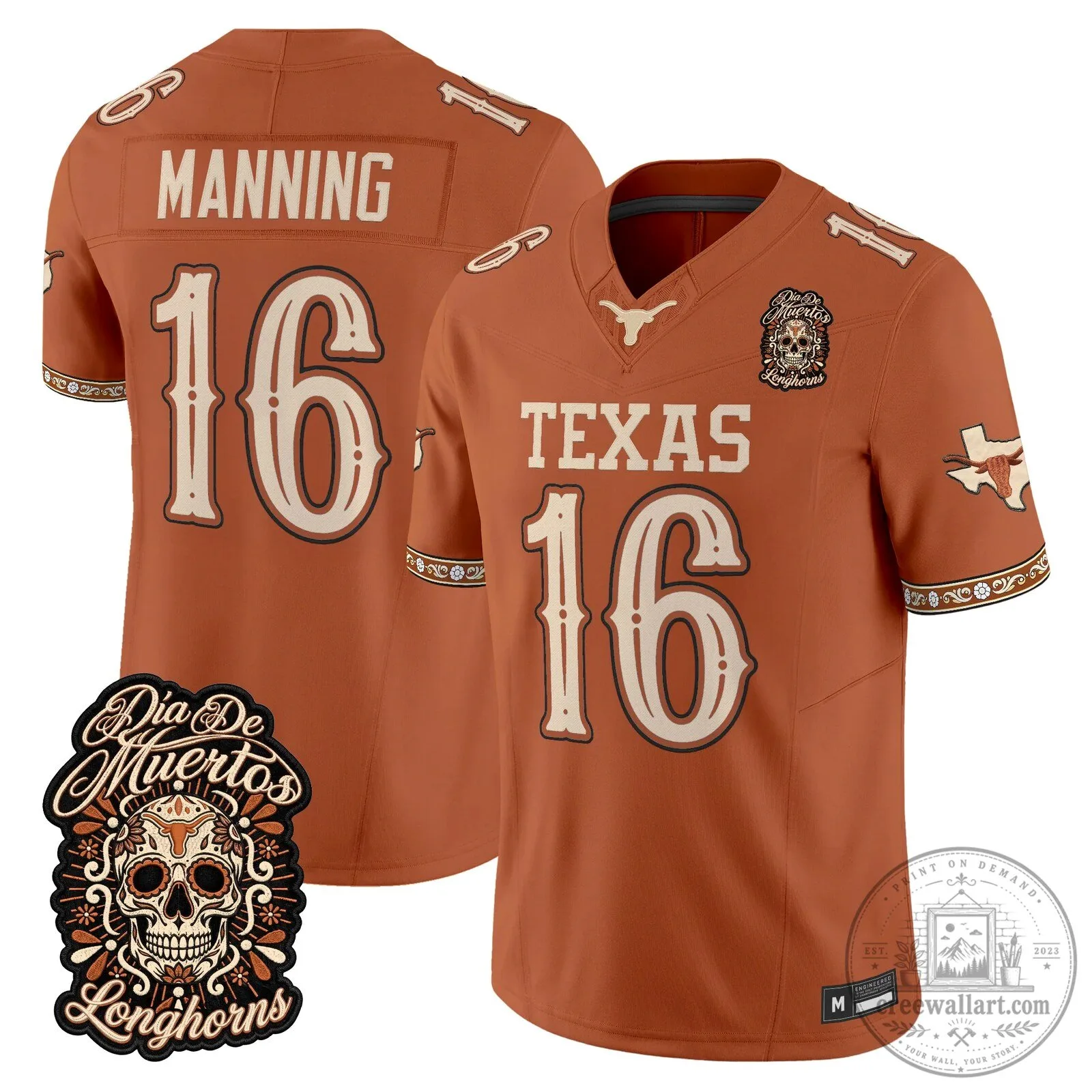 Texas Longhorns Dia de los Muertos Football Jersey