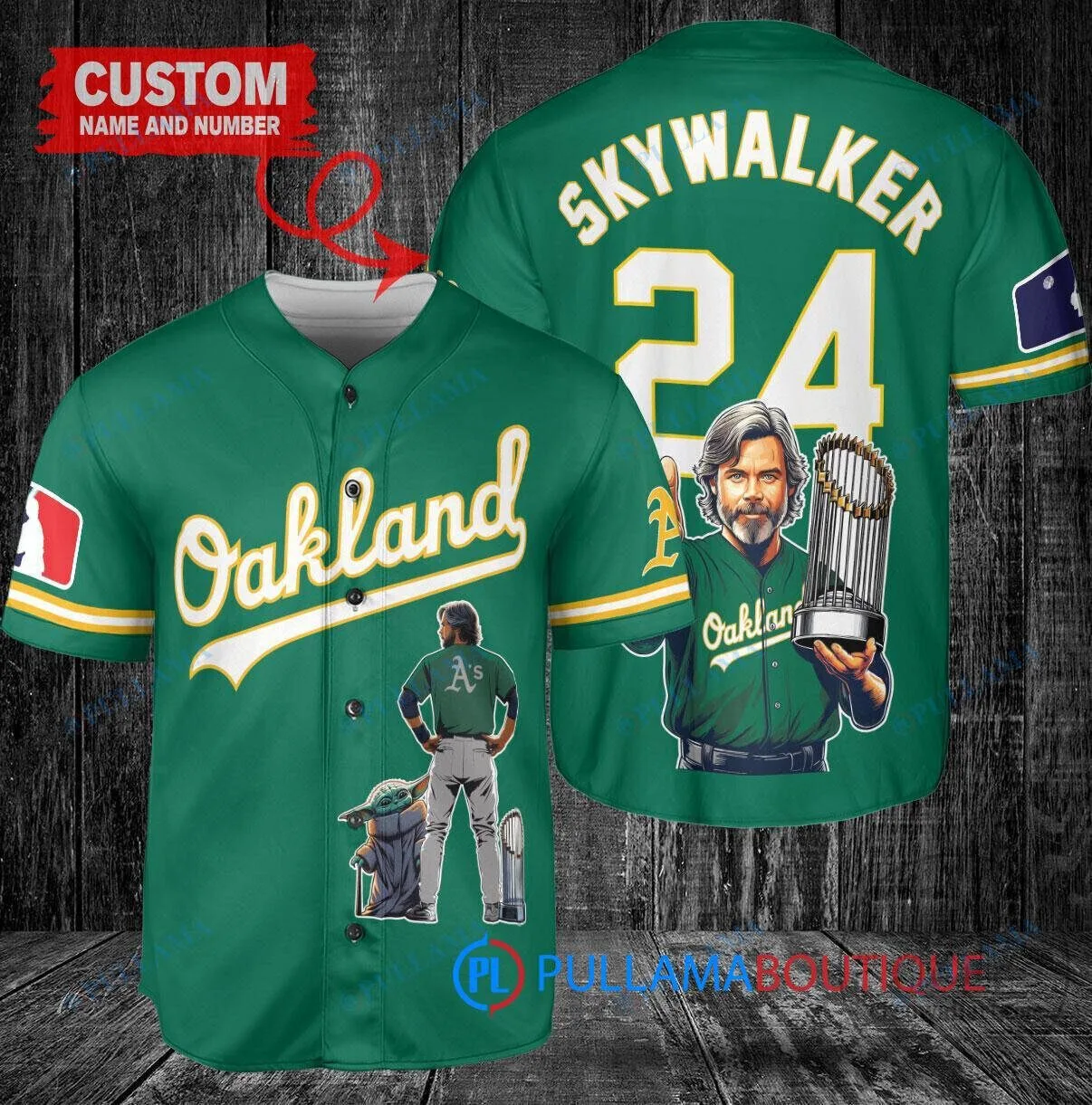 Skywalker Oakland Athletics Baseball Jersey with World Series Trophy