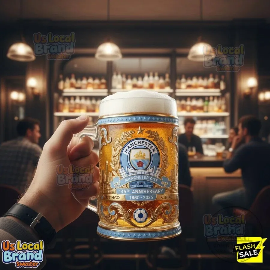 Manchester City Football Club 145th Anniversary Commemorative Beer Stein Mug