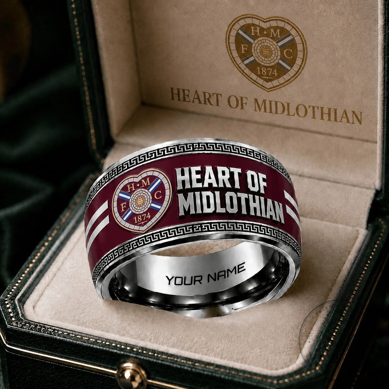 Heart of Midlothian Football Club Scottish Premiership Custom Name Ring