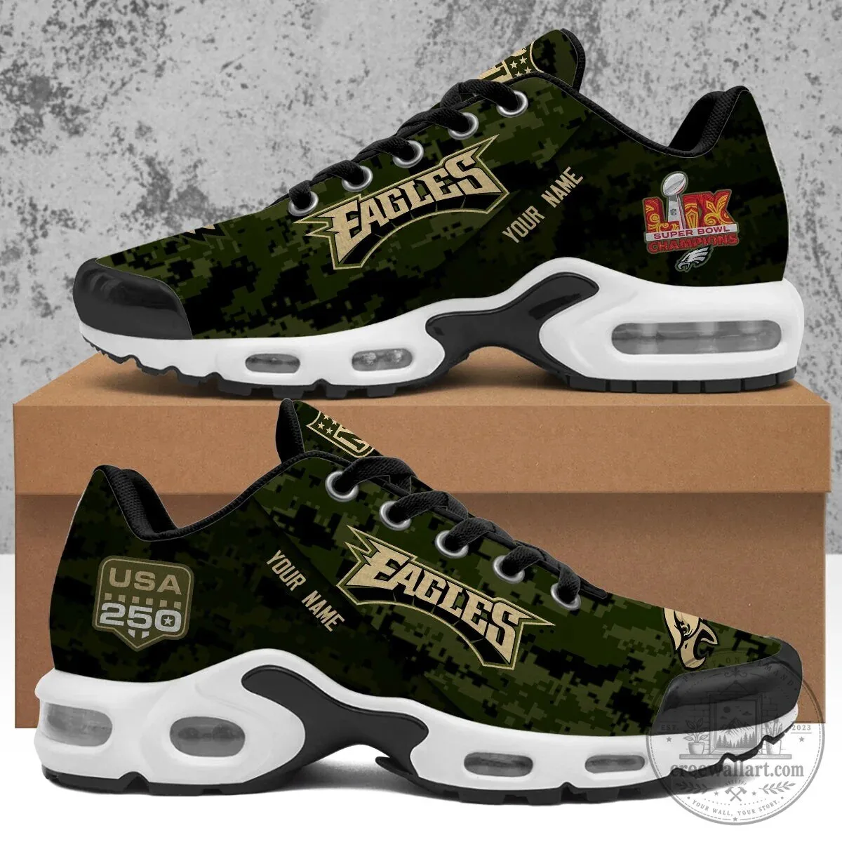 Philadelphia Eagles Salute To Service Custom Name Sport Shoes